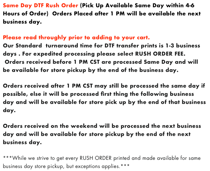 DTF RUSH ORDER FEE